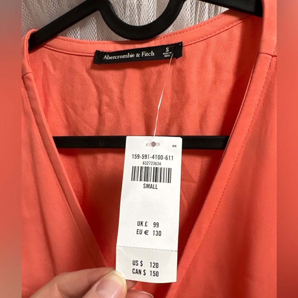 NWT Abercrombie & Fitch Coral Wrap Midi Dress Women’s Small Feminine - Picture 7 of 16